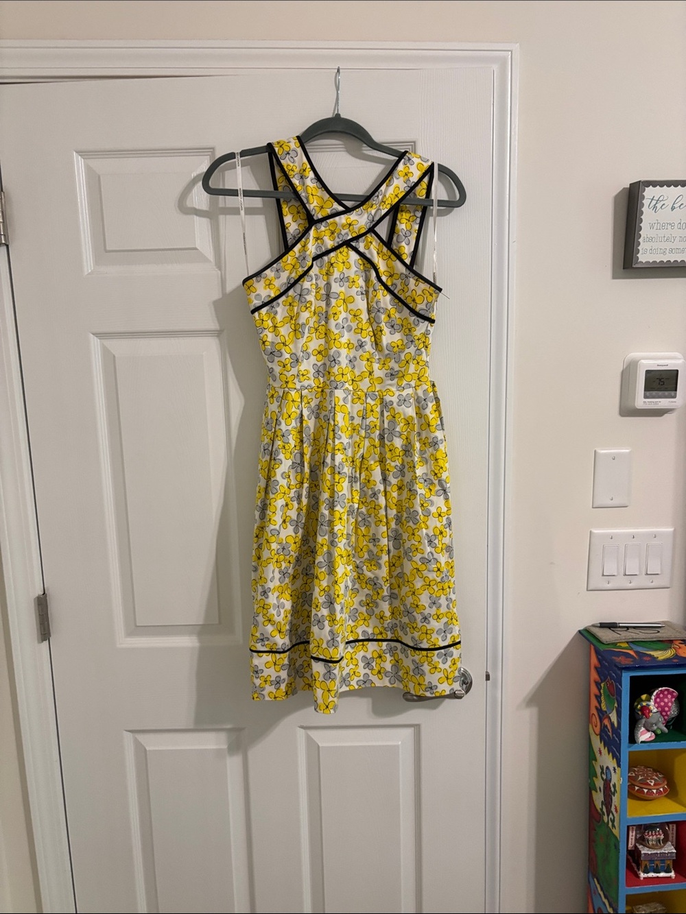 Yellow Floral Cross-Back Dress